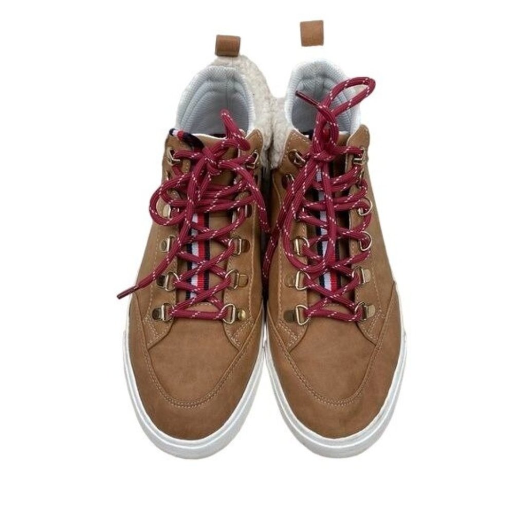 Tommy Hilfiger Jael Brown Shearling Trim High-Top Lace-Up Sneakers Size 9M - Picture 3 of 8